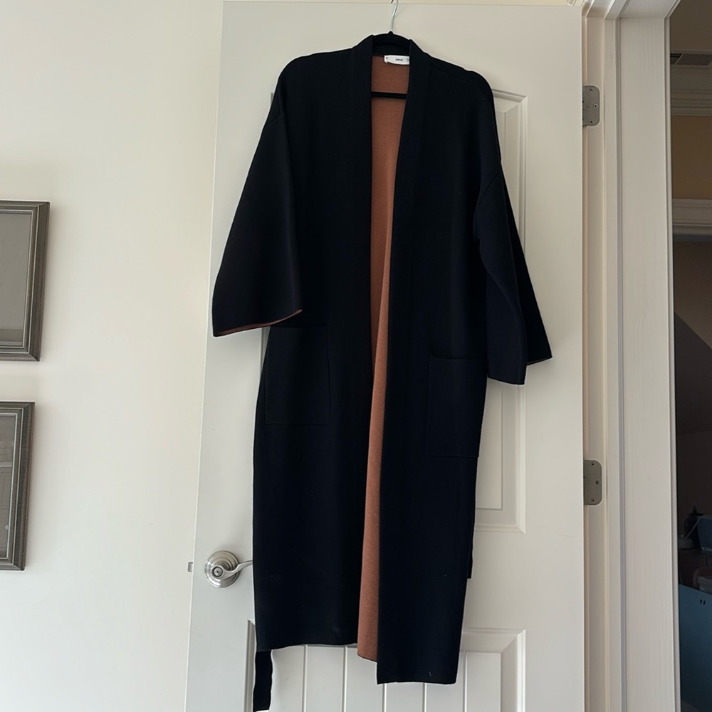 Mango long black sweater jacket